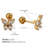 color: EH1161WEG White Zircon Gold Stud Earrings