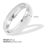 color: SZ125S15-60 Polished Bangle Width 15mm Inner Diameter 60mm-Silver