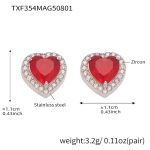 color: TXF354-Steel Color Heart Zircon Earrings