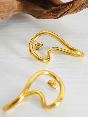 Graceful Personality No Pigment Loss Ring Earrings Stainless Steel Geometric Ear Ring Electroplating 18K Gold