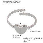 color: A998-Steel Color Heart Ring / size: US 7