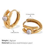 color: EH1094GYG Gray Bead Gold Hoop Earrings
