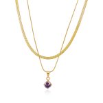color: Round Purple Red Zircon Necklace