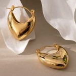 Stainless Steel Heart-Shaped Geometric Earrings 18K Gold Plating Simple Hollow Earrings Do Not Fade Ornament