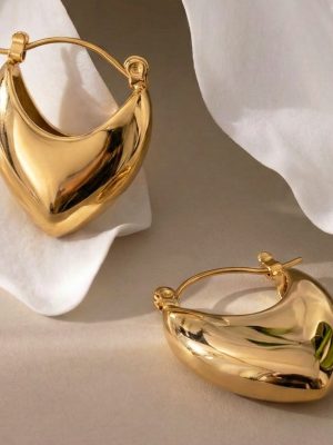 Stainless Steel Heart-Shaped Geometric Earrings 18K Gold Plating Simple Hollow Earrings Do Not Fade Ornament