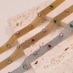 New Personalized All-Match Classic Style Irregular Inlaid Zircon Stainless Steel Simple Necklace Bracelet for Women