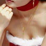 Christmas Tree Inlaid Zircon Clavicle Necklace Stainless Steel PVD Gold Plated Romantic Gift Surprise for Girlfriend