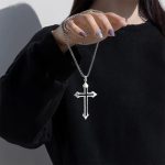 Hip Hop Accessories Simple Stainless Steel Necklace Fashionable Men Black Cross Pendant Female Cold Pendant