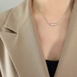 color: P679-Steel Color Irregular Shape Necklace -40+5cm