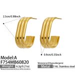 color: F754-C Shape Gold Earrings -A