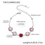 color: TXE513-Mixed Red Glass Stone Steel Color Bracelet 16.5+5cm