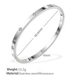 color: SZ198WES White Rhinestone Silver Bangle