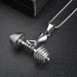 color: Dumbbell Silver + Stainless Steel Chain