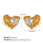color: EH771 White Stone Gold Stud Earrings