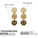color: TXF609-Black Zircon Gold Earrings