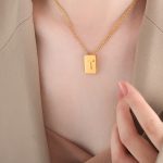 color: P1506-T Letter Gold Necklace -40+5cm