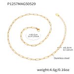 color: P1257-Gold Necklace 42+5cm