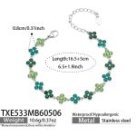 color: TXE533-Green Color Zircon Steel Color Bracelet 16.5+5cm