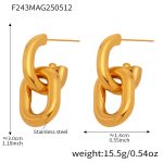 color: F243-Gold Hollow Double U Shape Geometric Earrings