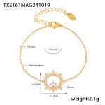color: TXE161-Gold Sunflower Set with Zircon Bracelet