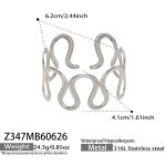 color: Z347-Geometric Wave Steel Color Bangle