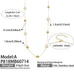 color: P818-A Style Glass Stone Brushed Necklace -82+5cm