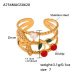 color: A756-Gold Cherry Ring / size: US 7