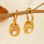 Commuter's All-Matching Earrings Light Luxury Earrings Geometric Stainless Steel Pearl Women