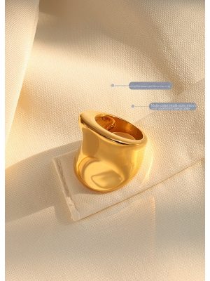 Ring Temperament Female Cold Personality Radian Ring Stainless Steel Simple Ring Ornament A178