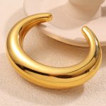 Irregular Stainless Steel 18K Gold Plating Open-Ended Bracelet Simple Bracelet Light Luxury High-Grade Bracelet for Women
