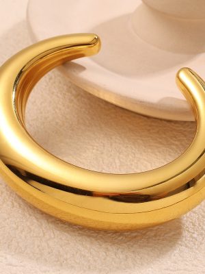 Irregular Stainless Steel 18K Gold Plating Open-Ended Bracelet Simple Bracelet Light Luxury High-Grade Bracelet for Women
