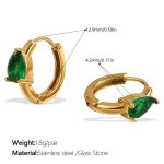 color: EH1069GNG Green Stone Gold Small Hoop Earrings