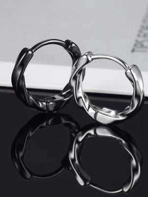 New Stainless Steel Ear Clip Ins Simple Unisex Twisted round Small Earrings