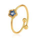 color: Five-pointed Star Zircon Ring Sapphire Blue / size: Open Adjustable