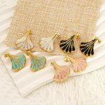 High-Grade Fan-Shaped Stainless Steel Studs Female Retro Easy Matching Elegant Oil Dripping Design Earrings