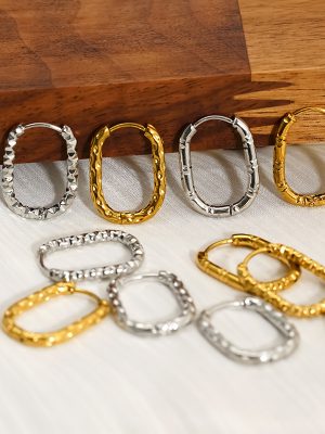 Oval Circle Texture Earring Eardrop Female Temperament Irregular Earrings