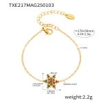 color: TXE217-Gold Mixed Colors Zircon Bracelet