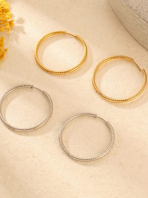 Exaggerated round Stainless Steel Ear Clip 18K Women's Premium Earrings
