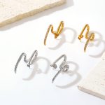 Diamond-Embedded Stainless Steel Irregular Earrings Advanced Women's Light Luxury Plated 18K Ear Rings