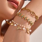 High-Grade Light Luxury Imitation Pearl Bracelet Jewelry Women's Suit Stainless Steel 18K Gold Plating