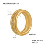 color: A725-Gold 5A Zircon Three Layer Ring / size: US 6