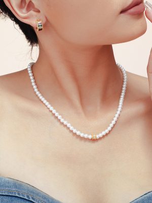 Sweet Shell Pearls Copper Zircon Pendant Beaded Necklace Light Luxury Princess Elegant Necklace Jewelry