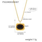 color: P521-Gold Black Agate Necklace 40+5cm