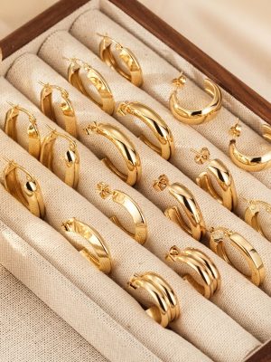 Light Luxury Geometric Stainless Steel Earrings Women's Advanced 18K Ear Ring All-Match Earrings
