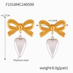 color: F1518-Gold-Steel Color Earrings