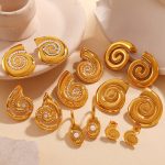 New Retro Simple Thread Artificial Pearl Earrings Stainless Steel 18K Gold Plating Diamond All-Match Earrings for Women