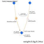 color: TXP274-Deep Blue Cube Gold Necklace 81+5cm