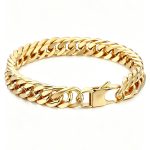 color: 6mm Wide Gold Square Buckle / size: 18cm Stainless Steel Bracelet