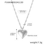 color: P1686-Steel Color Heart Necklace