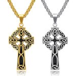 Spiral Cross Pearl Chain Necklace Stainless Steel Retro Pendant Ornaments Men and Women